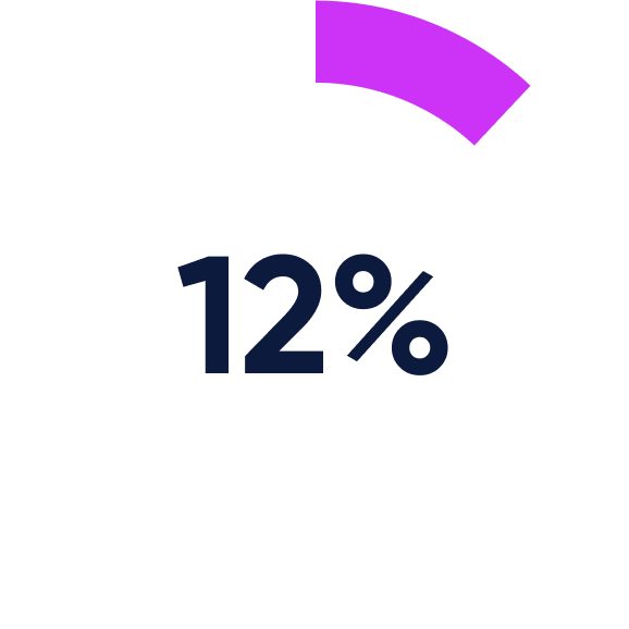 A pie chart showing 12% usage